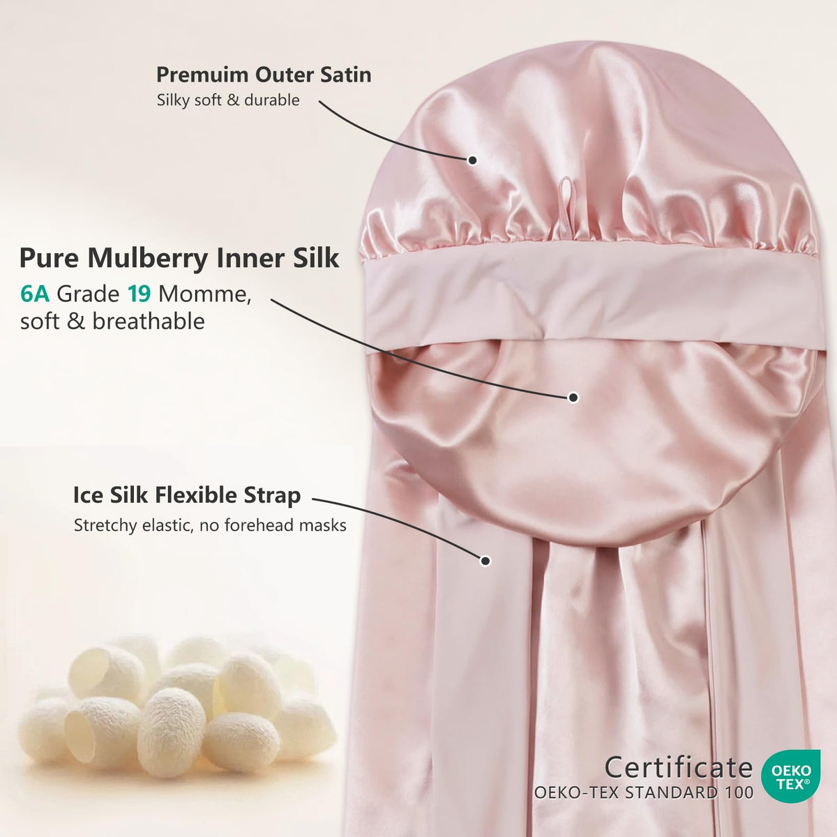 ZIMASILK close-up of 19 momme silk texture highlighting smooth surface