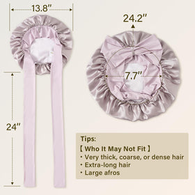 ZIMASILK woman wearing bonnet in bed illustrating overnight hair protection