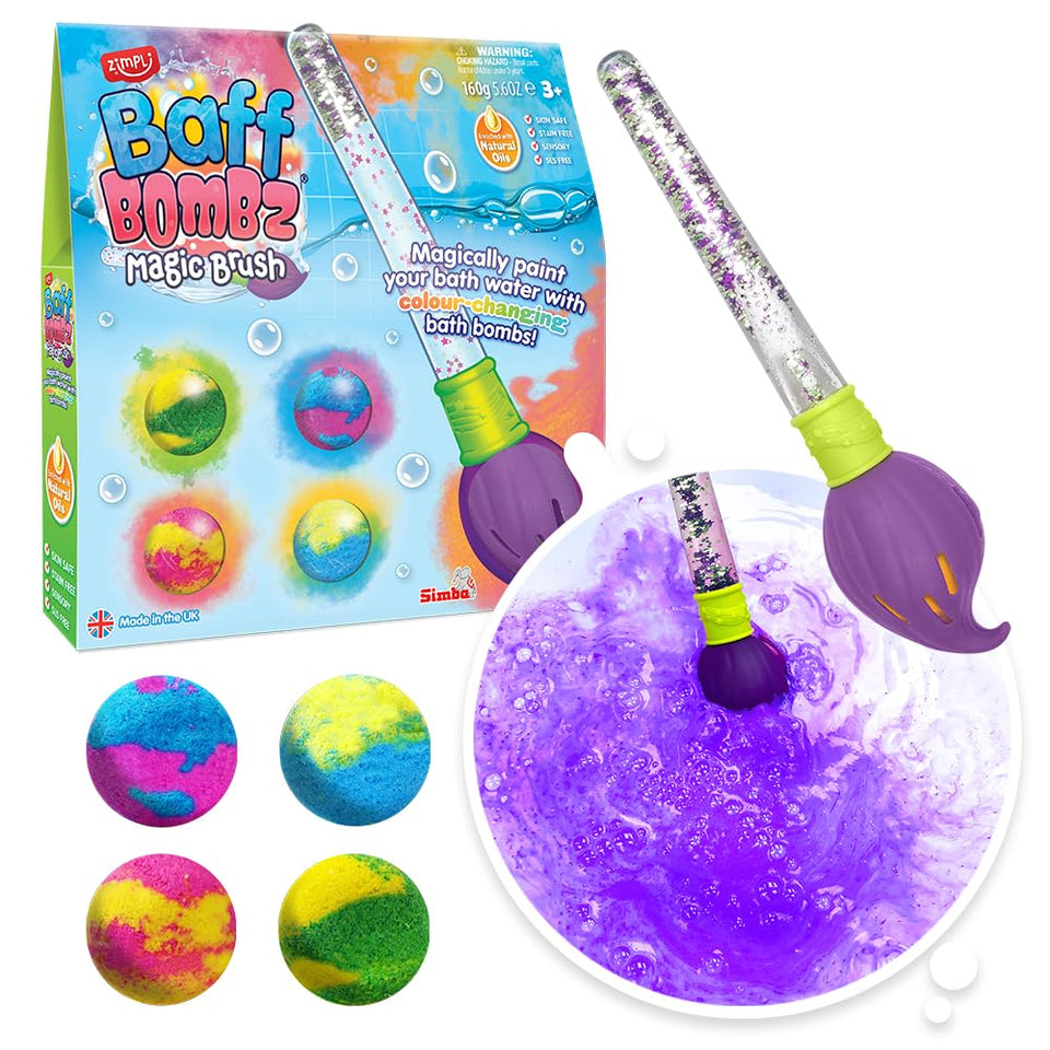 ZIMPLI front packaging showing four colourful Baff Bombz and product name, appealing gift
