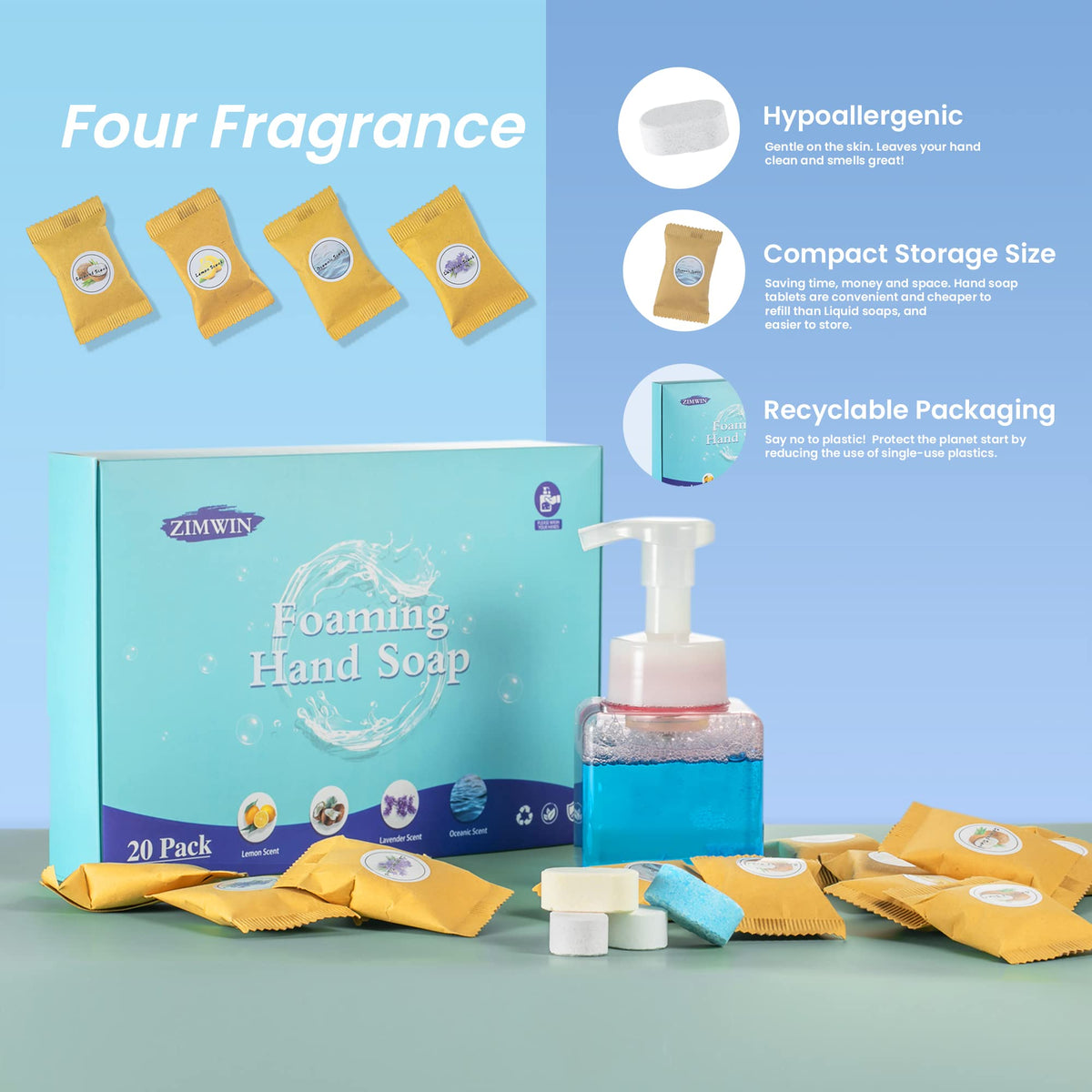 Zimwin four scents grouped: lemon coconut oceanic lavender, offers choice variety