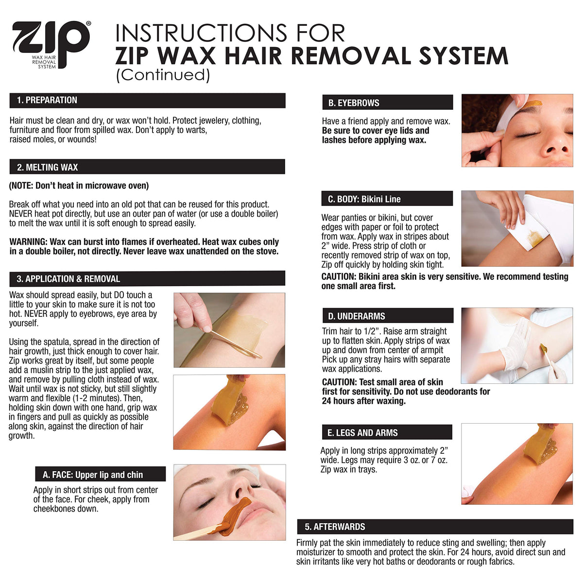 Zip ingredients and directions label close-up, aiding safe home use