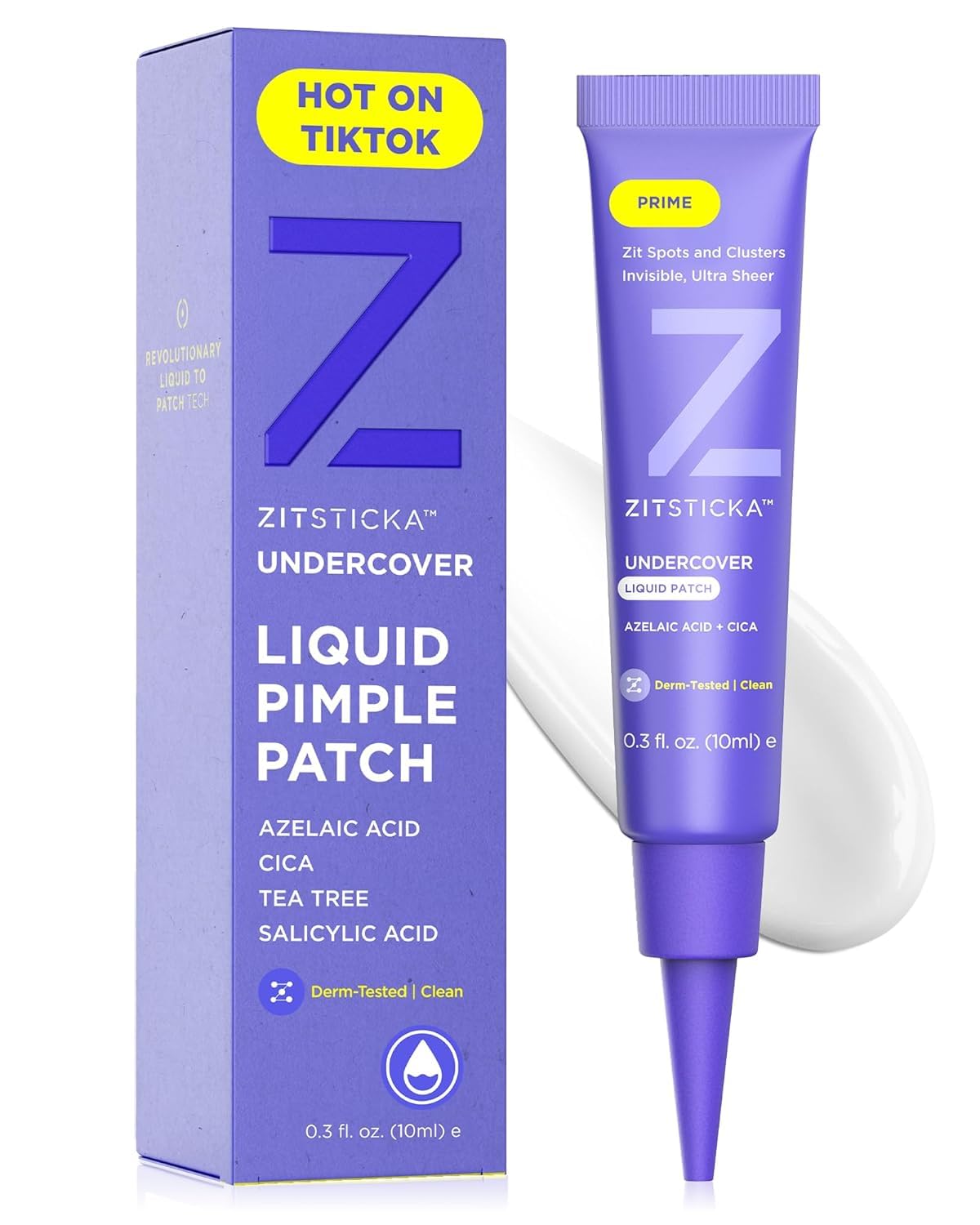 ZitSticka front packaging showing clear liquid patch and benefits