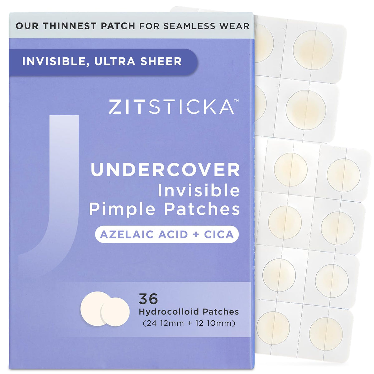 ZitSticka front packaging showing 36-count box and product benefit