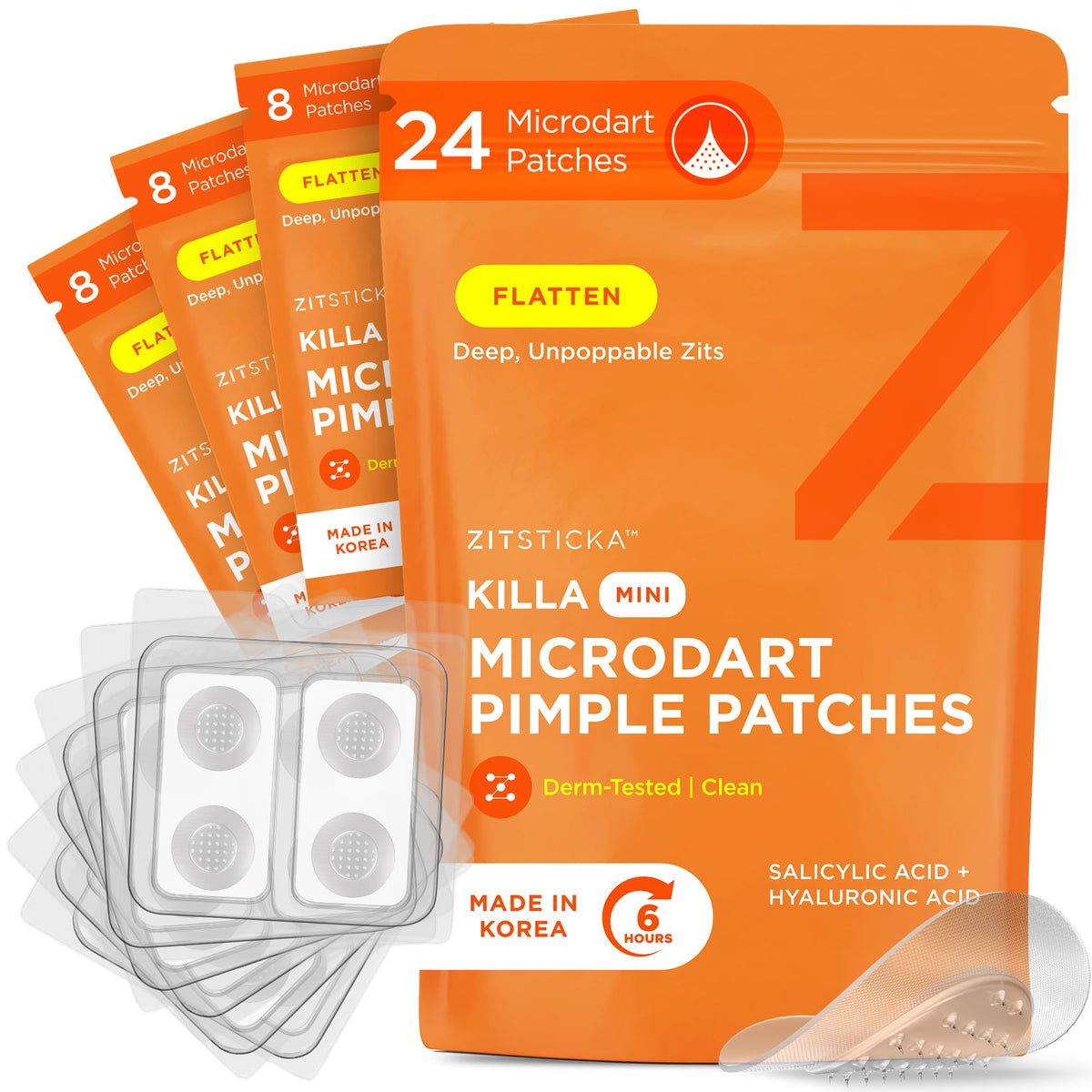 ZitSticka front packaging showing 24-count mini patches and benefits