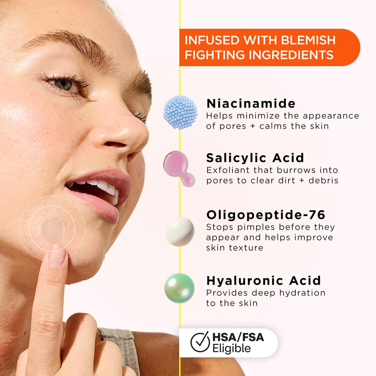ZitSticka patch applied to skin targeting a deep blemish with discreet finish
