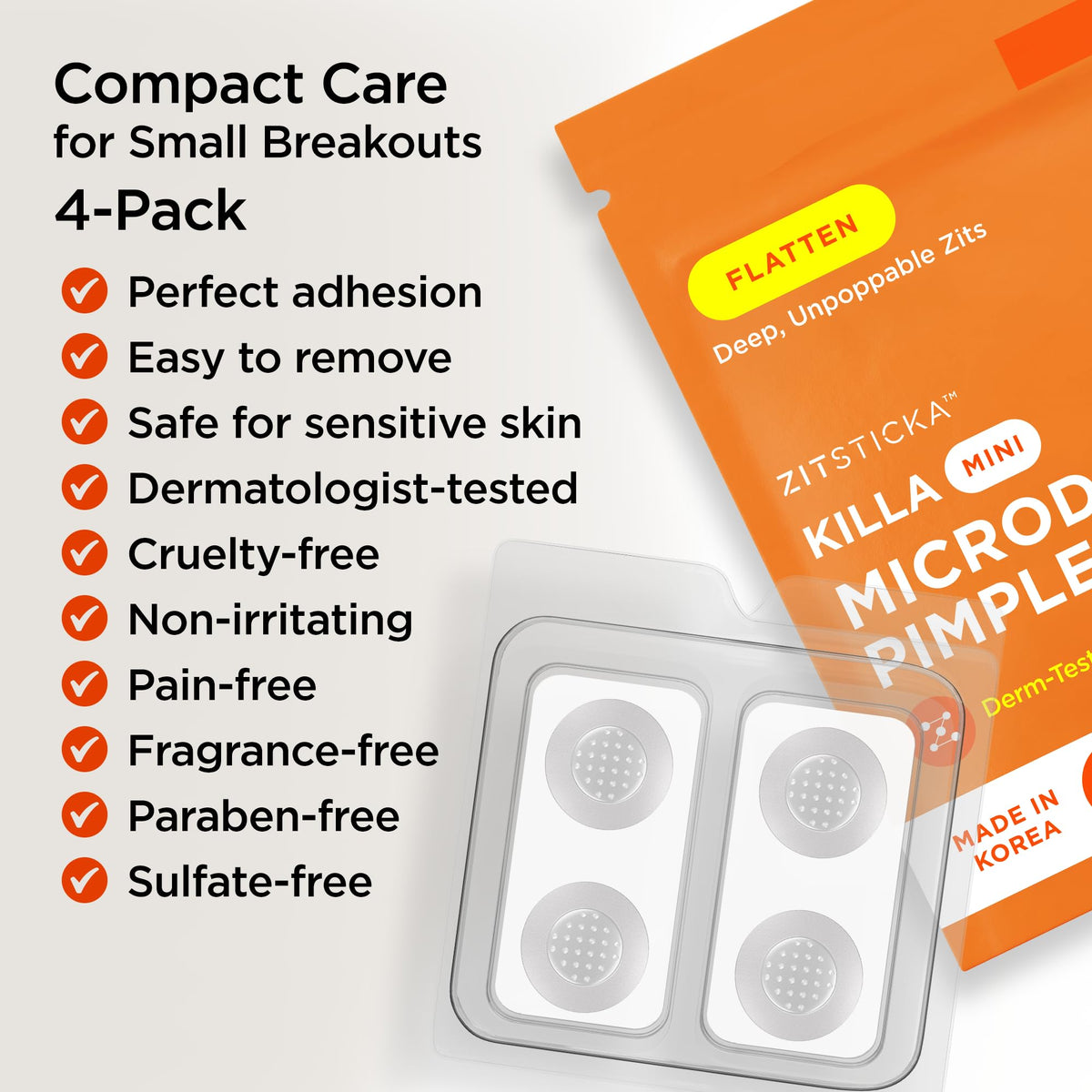 ZitSticka patch beside coin showing small size and easy portability benefit