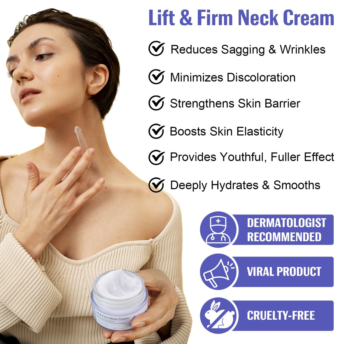 Applying ZIXAOK to the neck demonstrating upward massage for improved absorption
