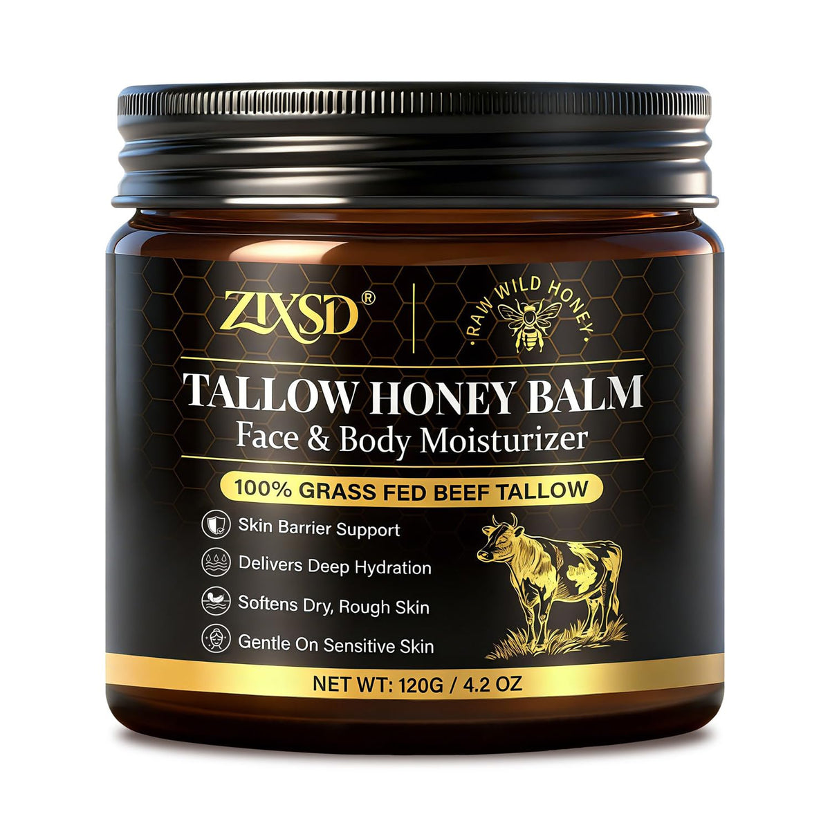 ZIXSD front jar view showing whipped tallow balm for lightweight hydration