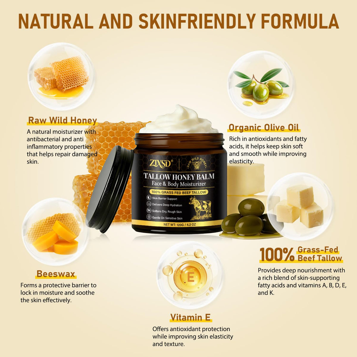 ZIXSD open jar with visible honey swirl highlighting natural humectant