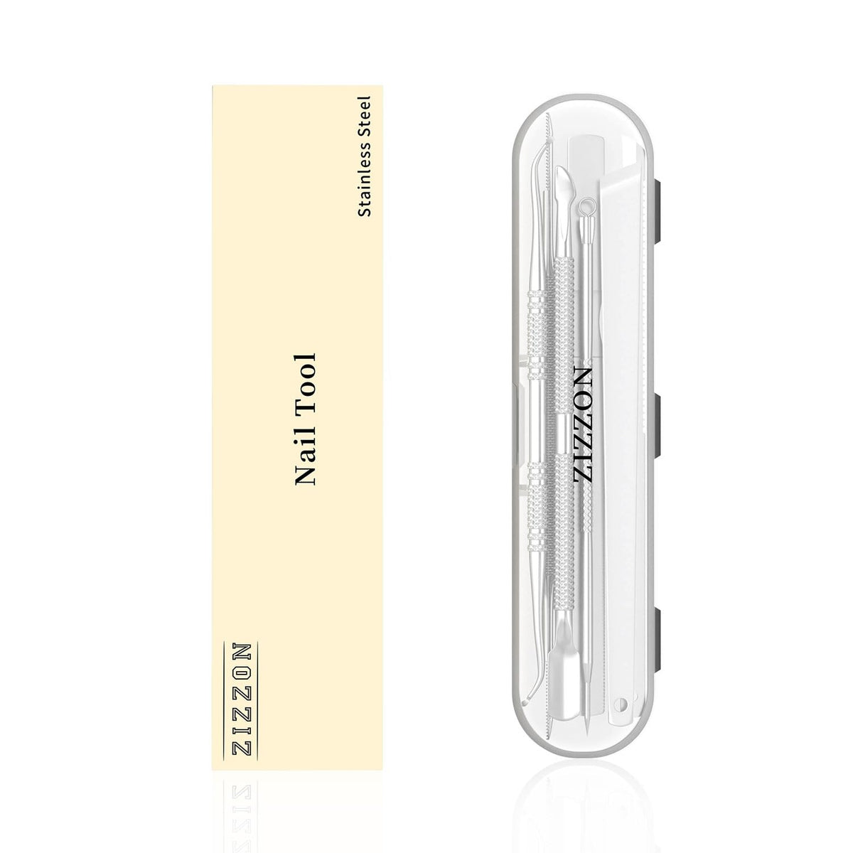 ZIZZON close-up of stainless-steel blade texture for long-lasting sharpness