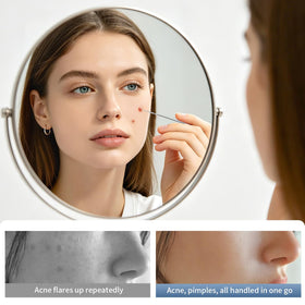 ZIZZON on bathroom vanity illustrating organized skincare routine benefit