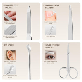 ZIZZON manicure set staged in travel bag showing convenience for trips and daily use