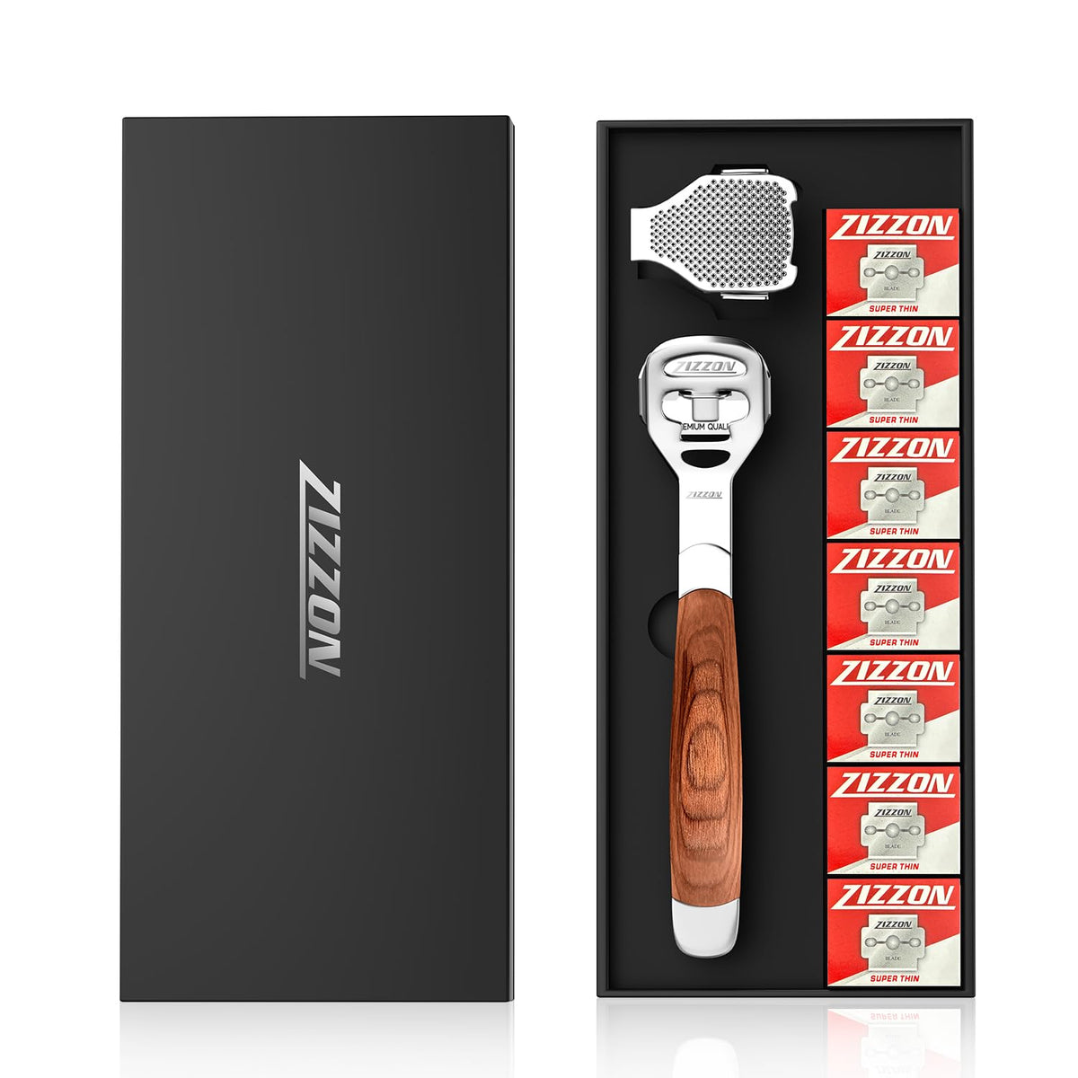 ZIZZON stainless-steel head close-up highlighting smooth polished blade quality