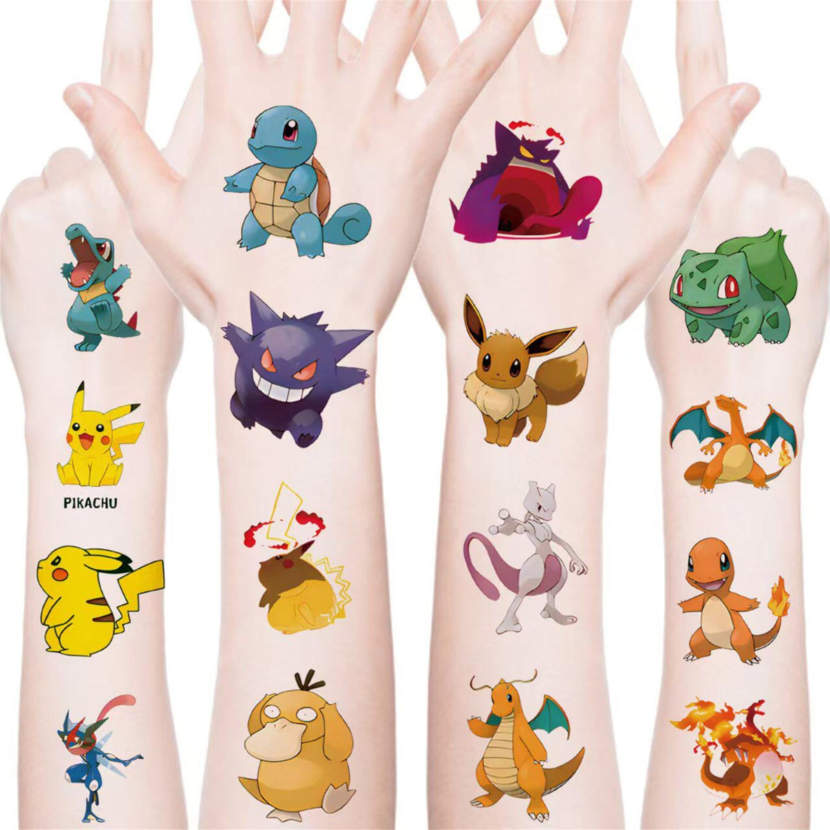 ZJJEJFST front packaging showing 20 colorful cartoon tattoo designs and benefits