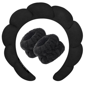 Zkptops front view of headband and wristband set showing sleek black design and convenience