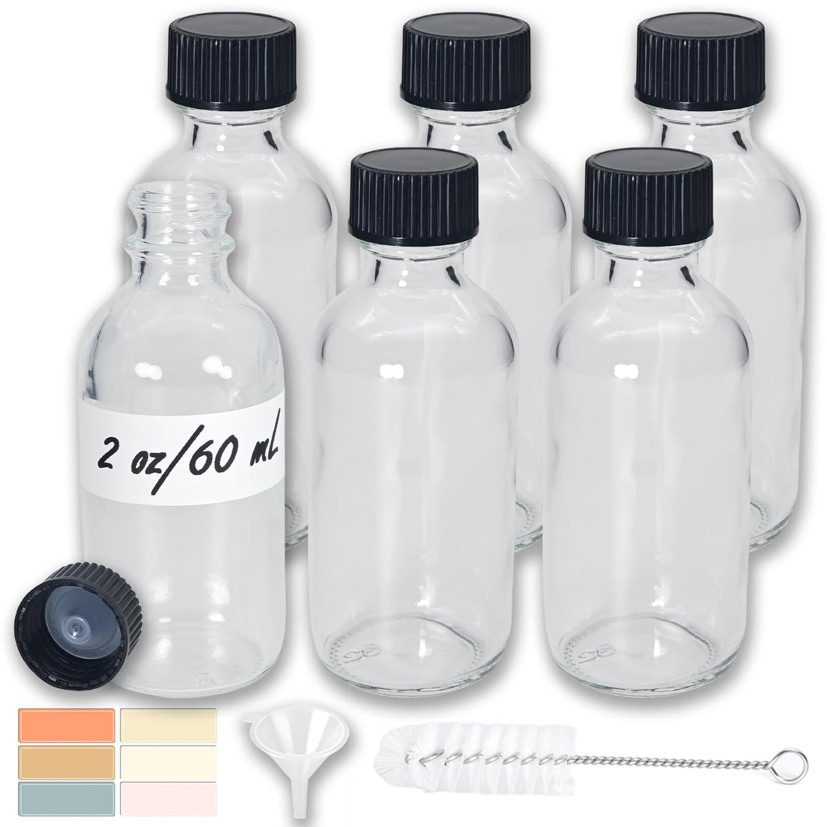 Zkupanx clear glass bottles front view shows set and benefits