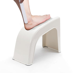 ZLMHYYM front view of white shower foot rest showing stability and compact shape