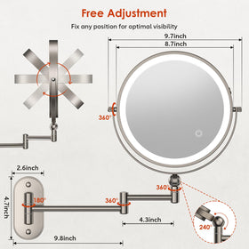 ZLOKLA close-up of 30X magnification mirror face for precise grooming and clear detail