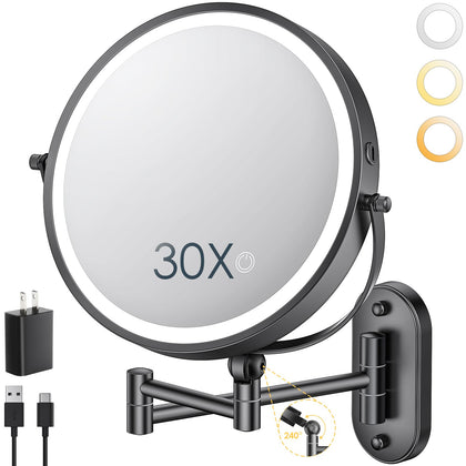 ZLOKLA front-mounted mirror showing dual-sided design and LED ring light for clear grooming