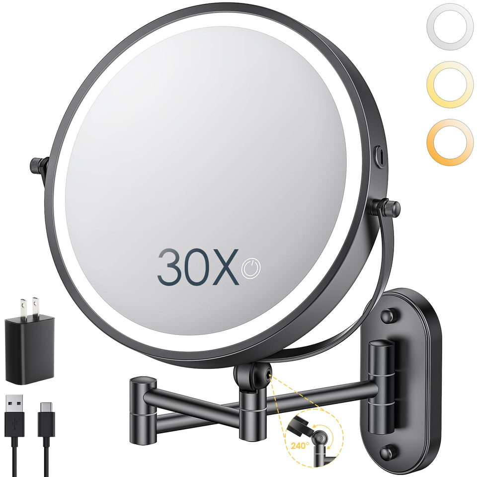 ZLOKLA front-mounted mirror showing dual-sided design and LED ring light for clear grooming