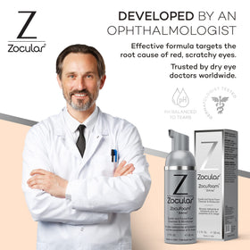 Zocular ZocuFoam on bathroom vanity with towel, clean-routine convenience benefit