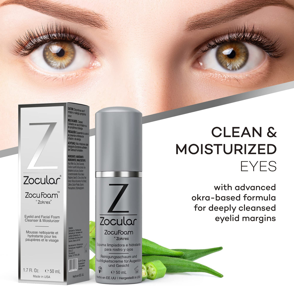 Zocular ZocuFoam pump dispensing airy foam, easy application and less rubbing benefit