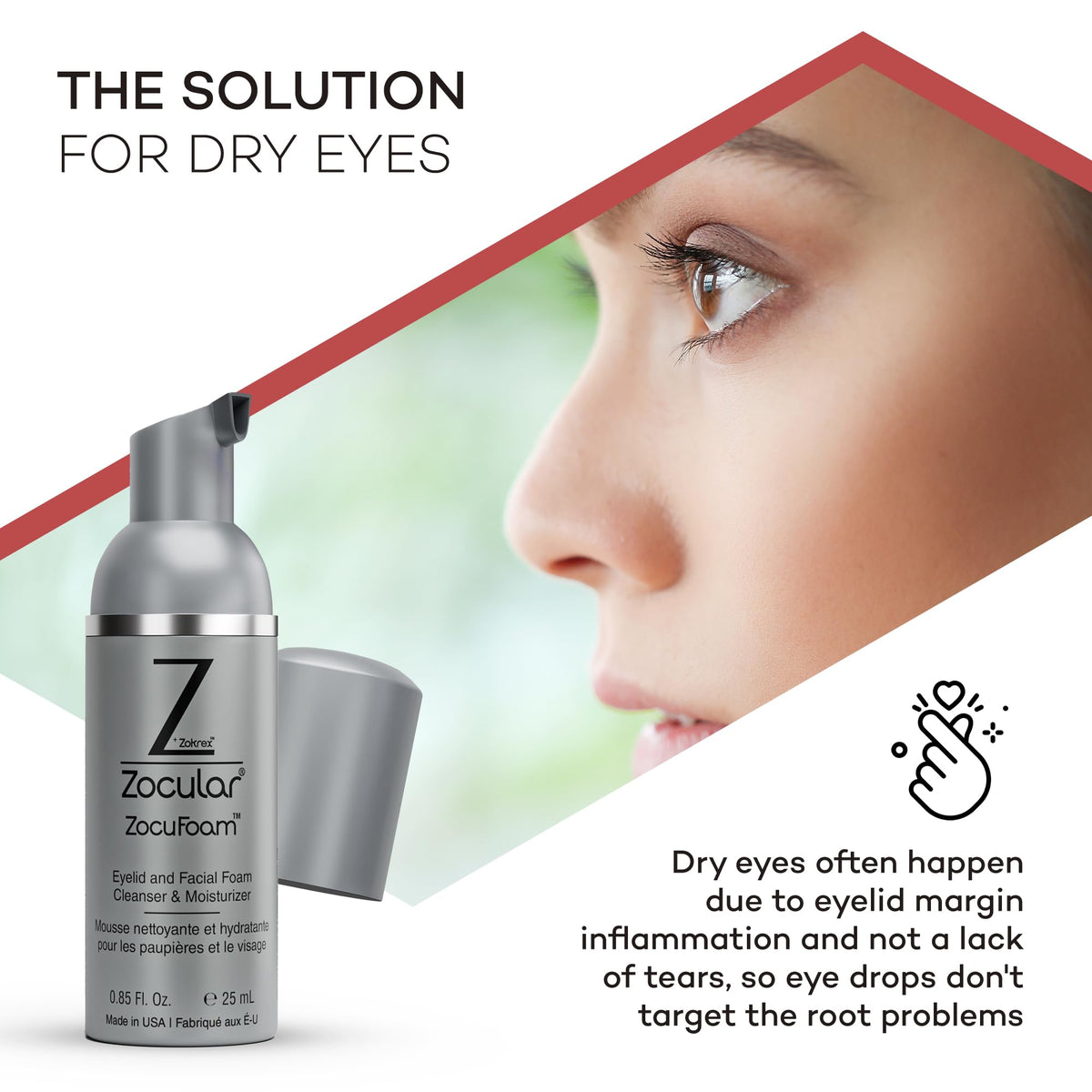 Zocular bottle beside a credit card to illustrate small 25 mL travel-friendly size and convenience