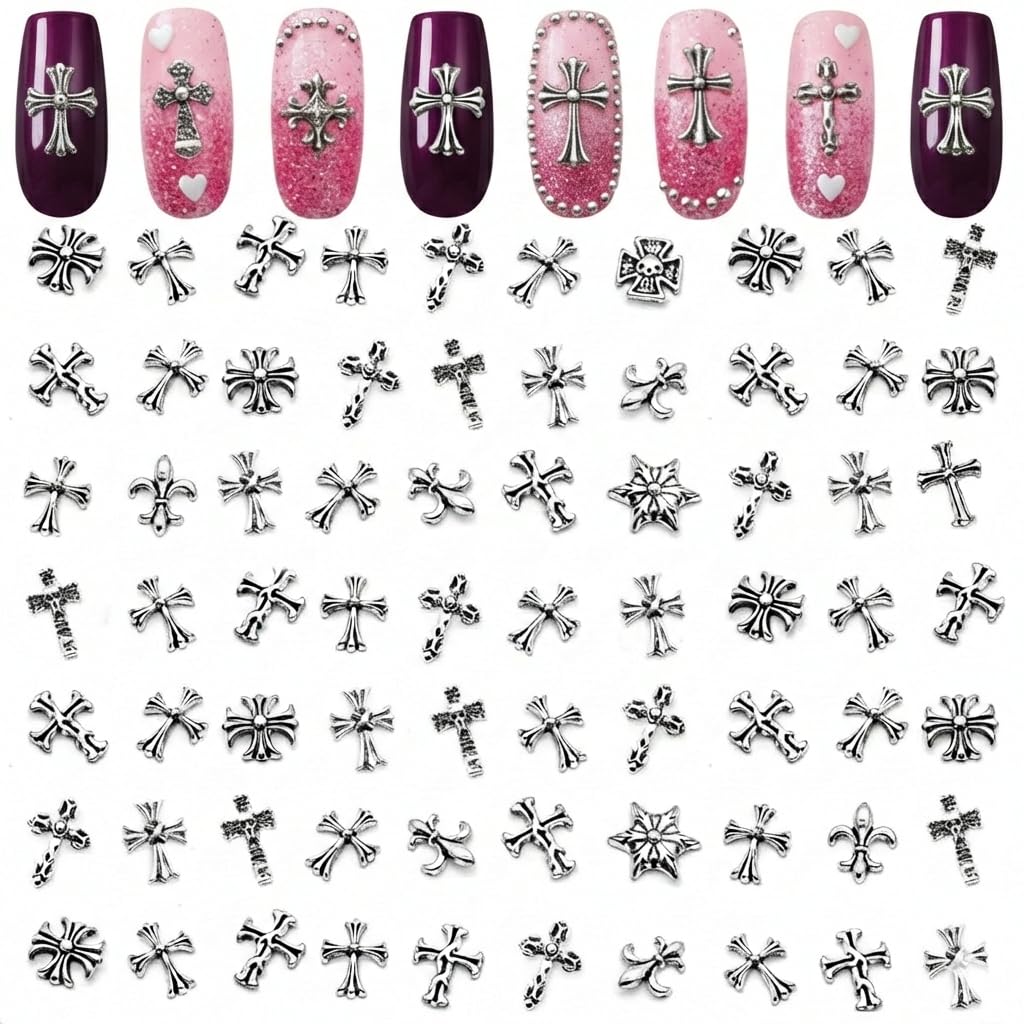 ZOKLU front packaging showing 120 silver cross nail charms, ideal for salons
