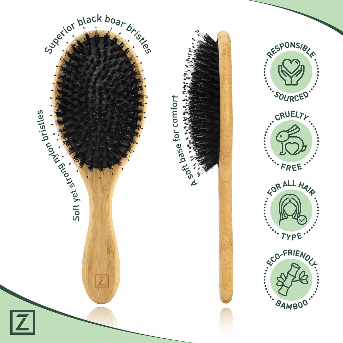 Zollo bamboo handle held in hand to show scale and eco-friendly durability benefit