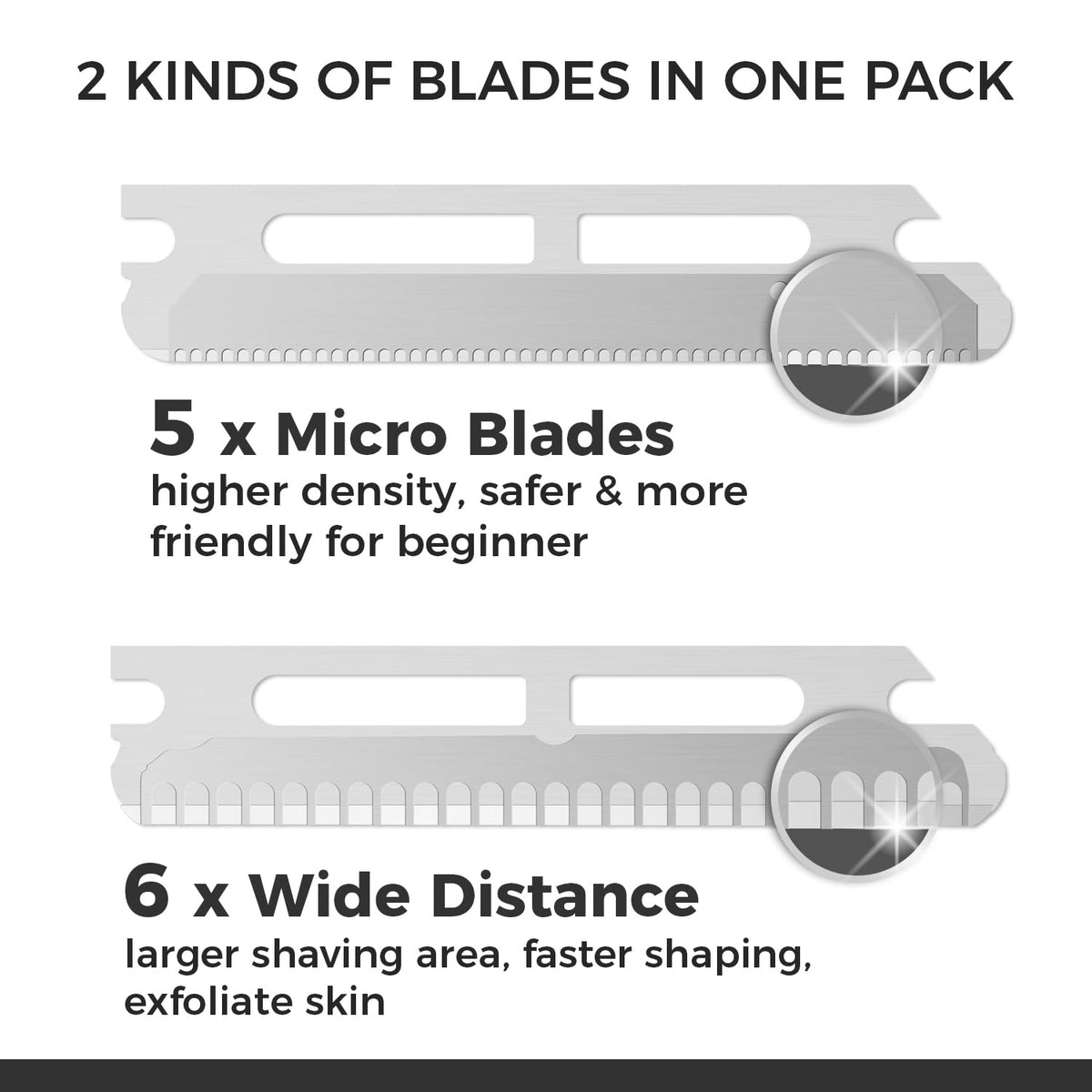 ZOMCHI 11 stainless refill blades spread showing long-lasting sharpness and value