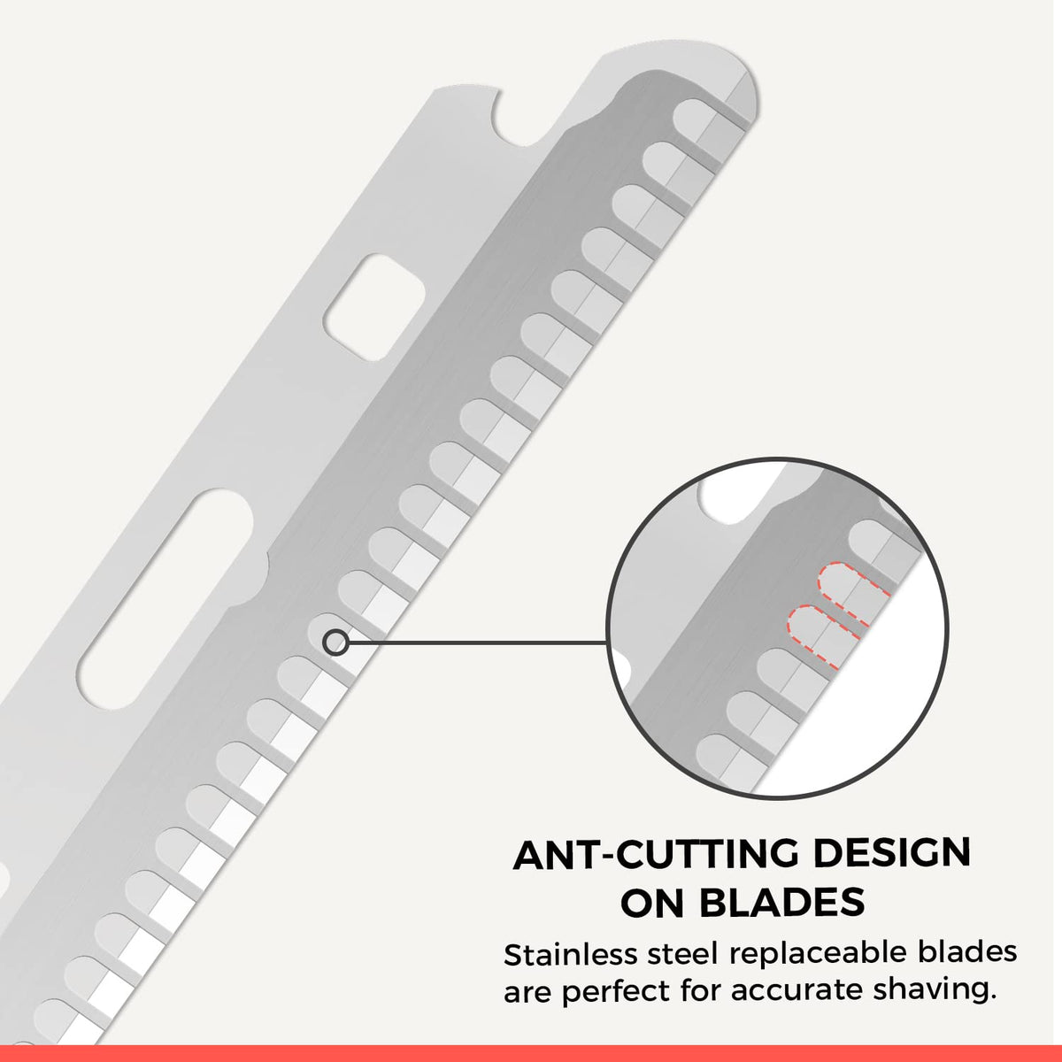 ZOMCHI close-up of stainless steel blade edge highlighting precise grooming control
