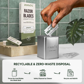 ZOMCHI blade installed in a safety razor illustrating easy compatibility
