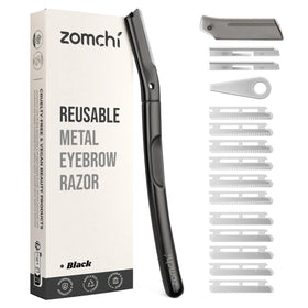 ZOMCHI dermaplaning tool front view showing ergonomic handle and blade for precise control