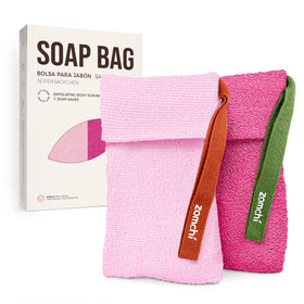 ZOMCHI pink soap bags front view showing both pouches and packaging, clear product overview