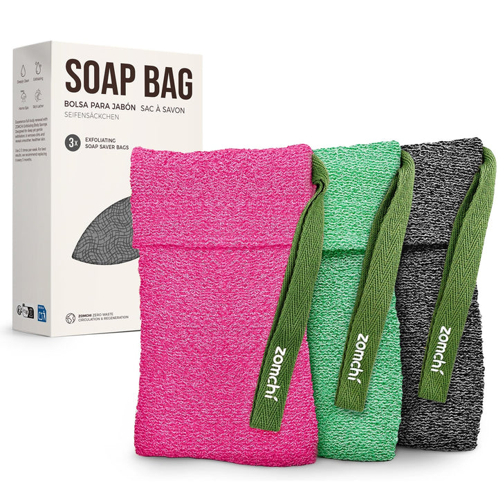 ZOMCHI front packaging showing three soap bags and value pack benefits