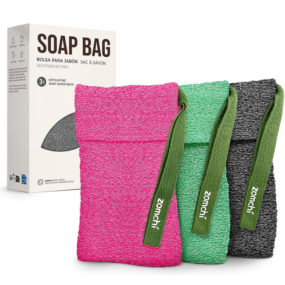 ZOMCHI front packaging showing three soap bags and value pack benefits