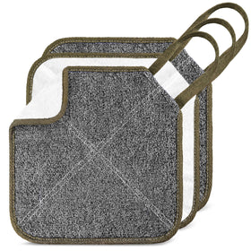 ZOMCHI front view of three-pack washcloths showing smoke color and packaging benefit