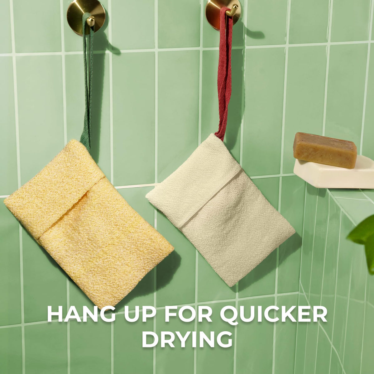 ZOMCHI hanging loop drying on shower hook for quick air-dry and mildew prevention
