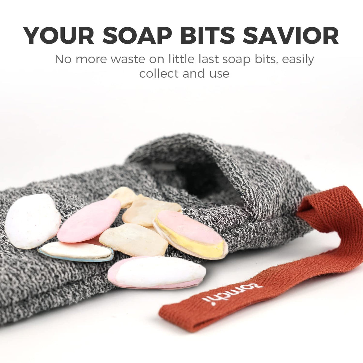 ZOMCHI soap pouch hanging in bathroom demonstrating fast drying and mildew-prevention benefit