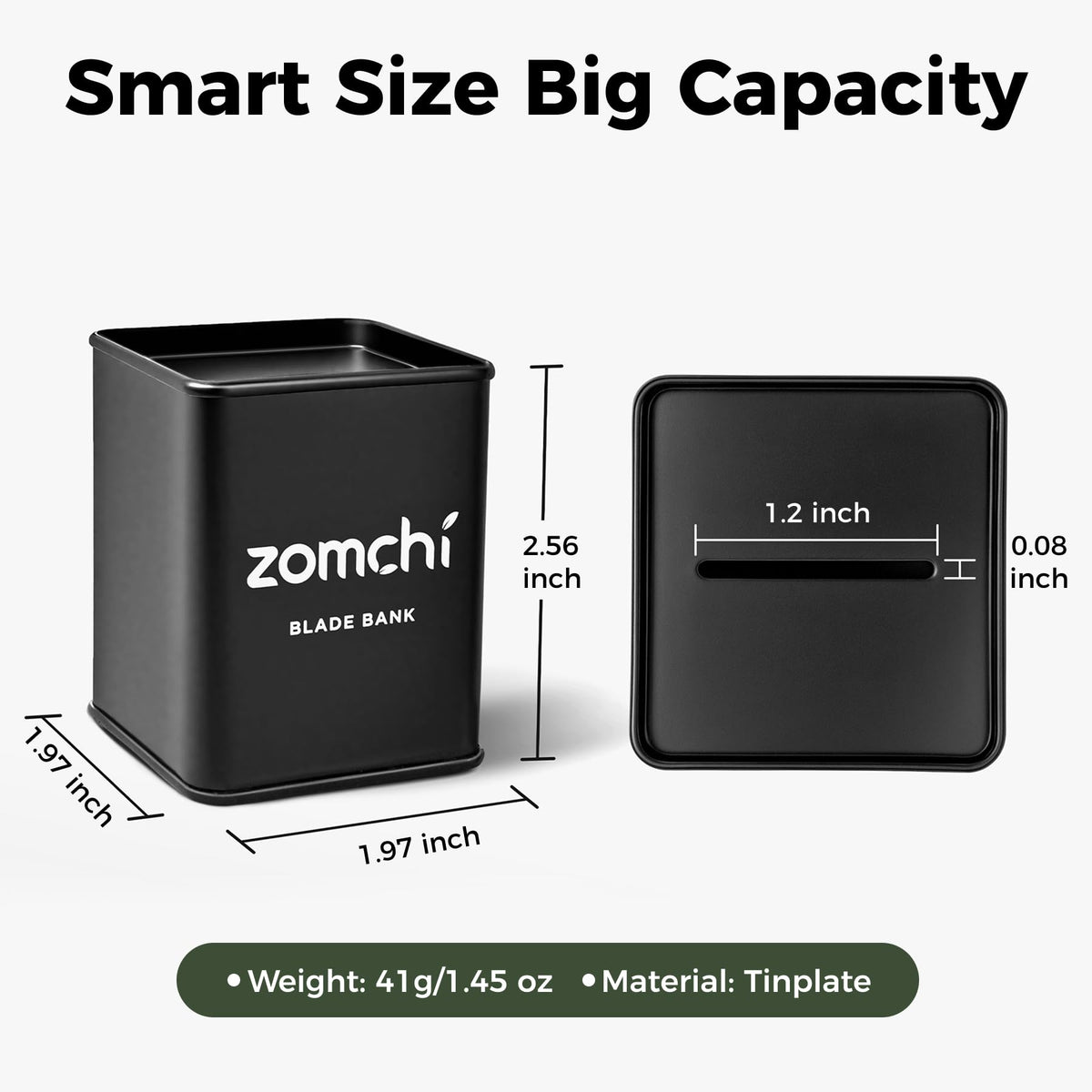 ZOMCHI on bathroom counter in use for tidy, safe blade collection