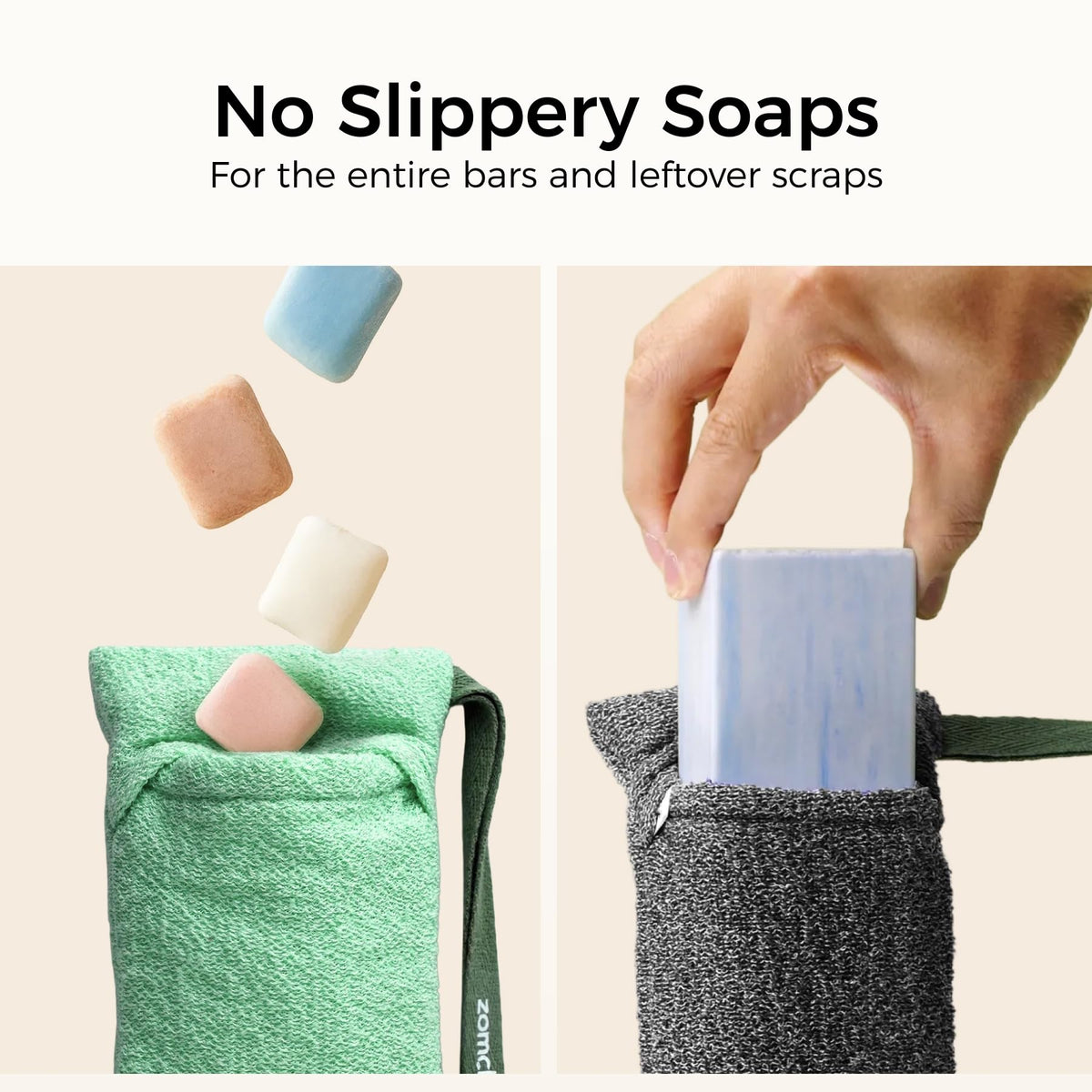 ZOMCHI pouch creating rich lather in hand for faster foam