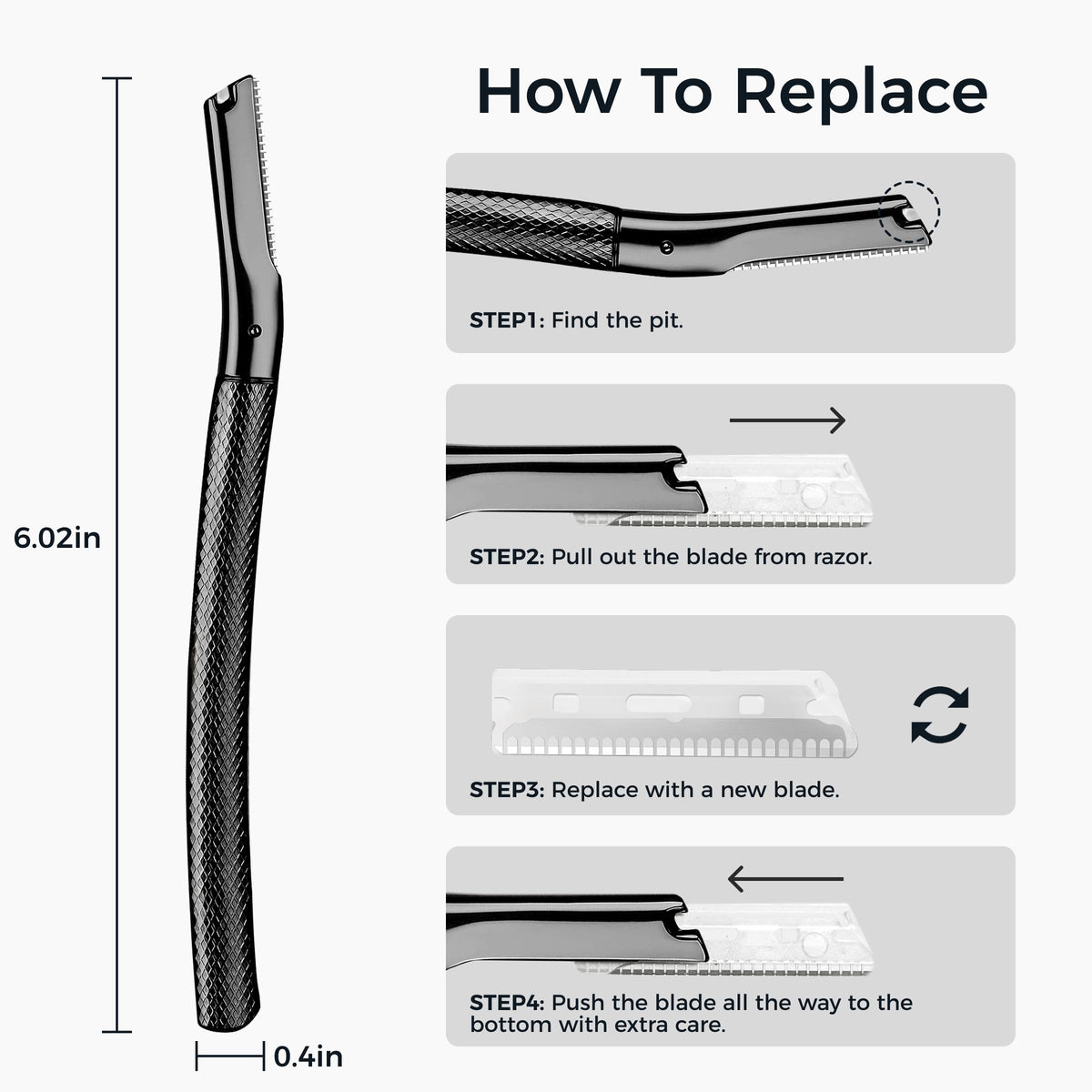 ZOMCHI razor held in hand to show size and ergonomic control