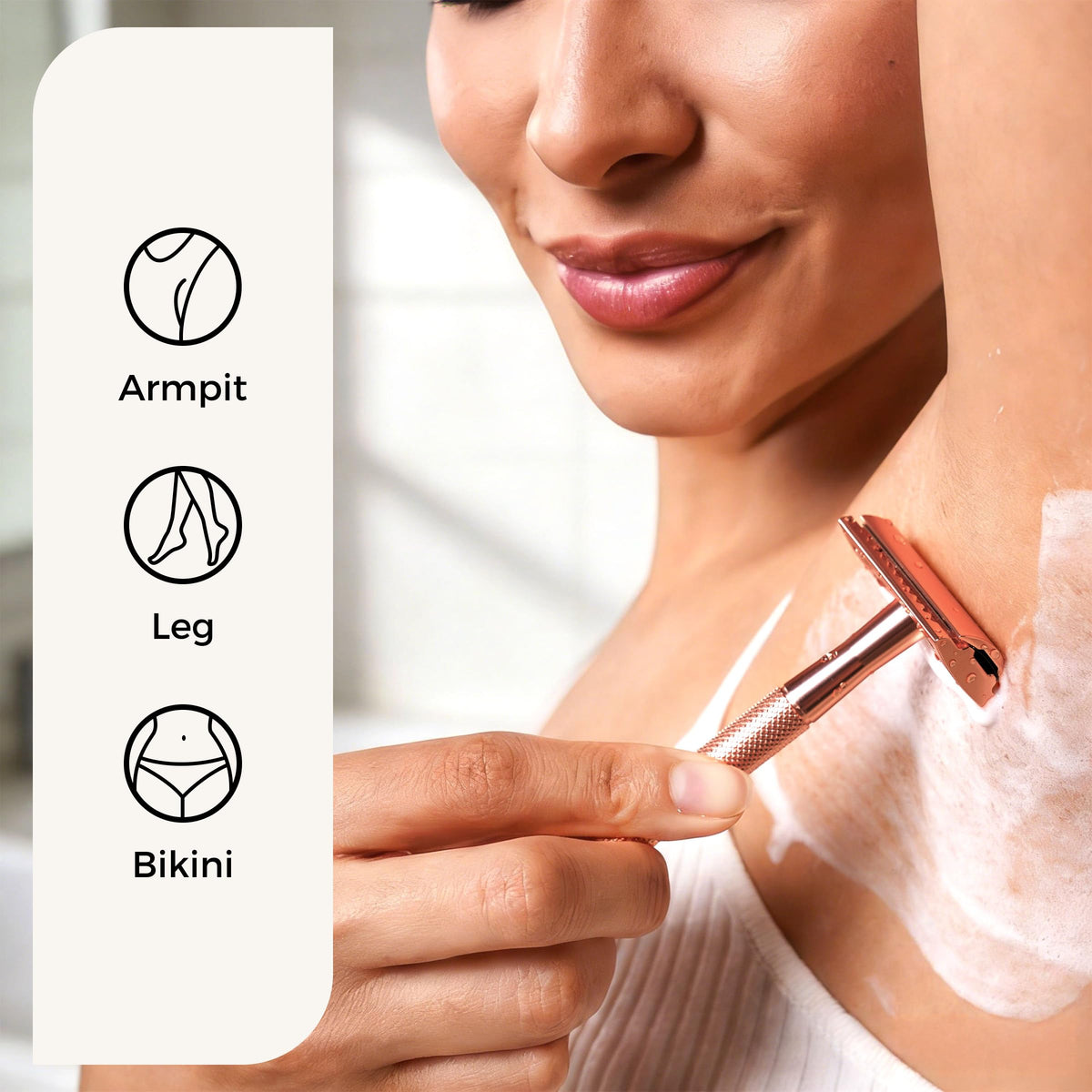 ZOMCHI razor on bathroom vanity illustrating elegant grooming setup benefit