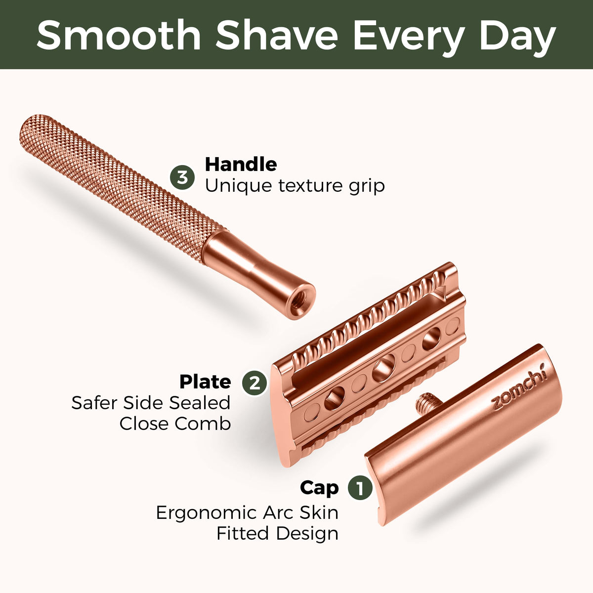 ZOMCHI handle close-up highlighting grip and balanced weight for control