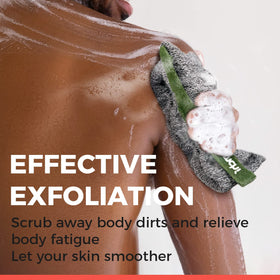 ZOMCHI close-up of rough pouch texture for strong exfoliation and effective dead-skin removal