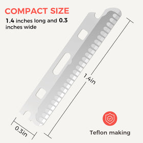 ZOMCHI blade next to ruler showing 1.4 inch length for accurate eyebrow detailing