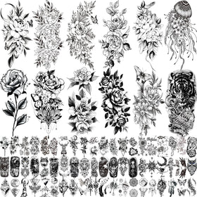 Zomme front packaging showing 82-sheet tattoo set, clear organization and variety