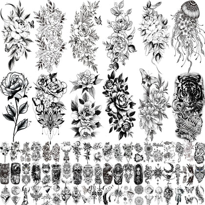 Zomme front packaging showing 82-sheet tattoo set, clear organization and variety