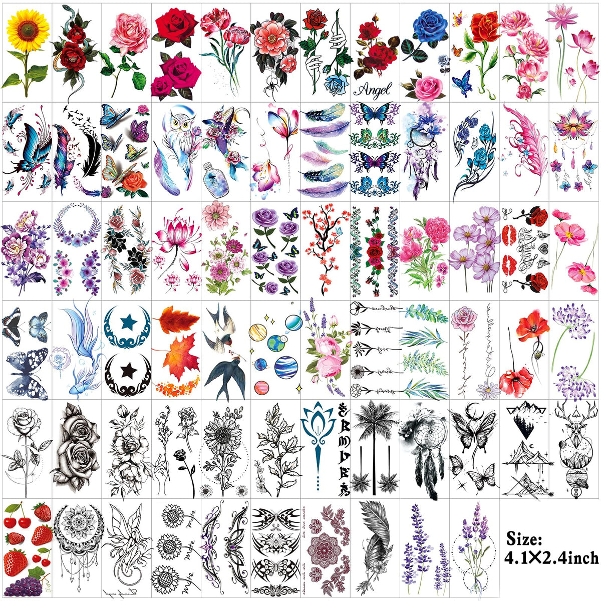 Zomme close-up of a large 7.5x3.6 inch sheet showing multiple rose and garland motifs