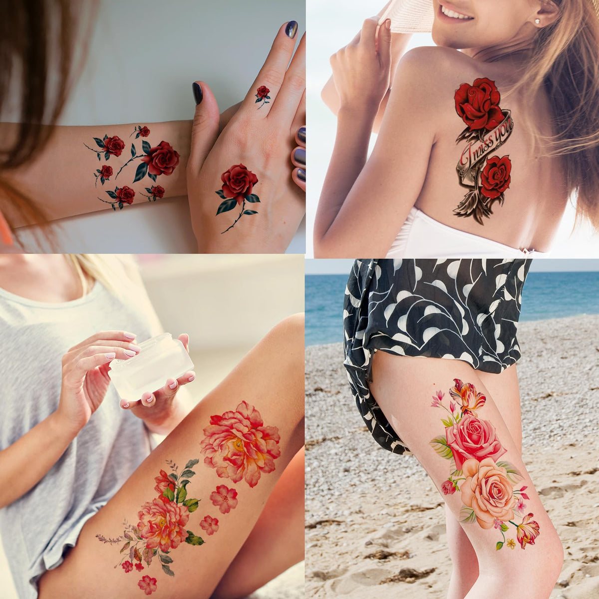 Zomme tattoos styled on festival-goer showing layered butterflies and flowers for event-ready look